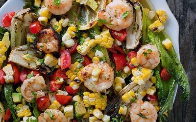 Grilled Romaine with New Zealand Shrimp