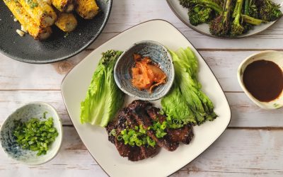 Korean Grilled Steak and Veggies with Asian Chimichurri